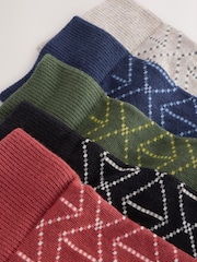 Red/Blue/Green Pattern Socks 5 Pack - Image 8 of 8