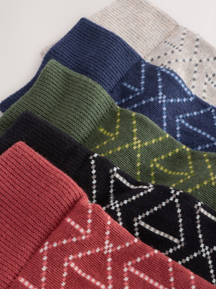Red/Blue/Green Pattern Socks 5 Pack - Image 8 of 8