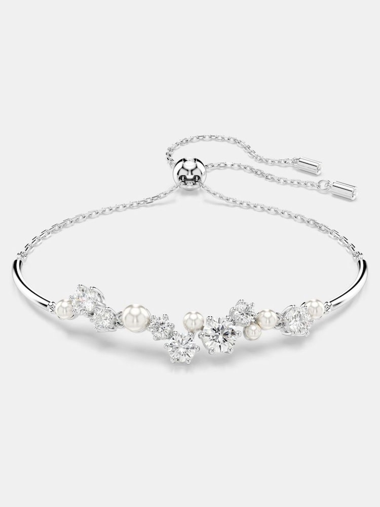 Swarovski Silver Tone Rhodium Plated Crystal Pearl Constella Bangle - Image 3 of 6