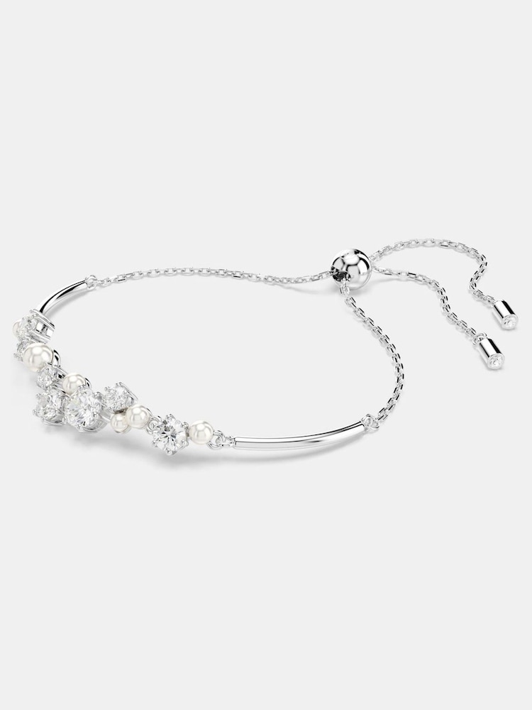 Swarovski Silver Tone Rhodium Plated Crystal Pearl Constella Bangle - Image 4 of 6