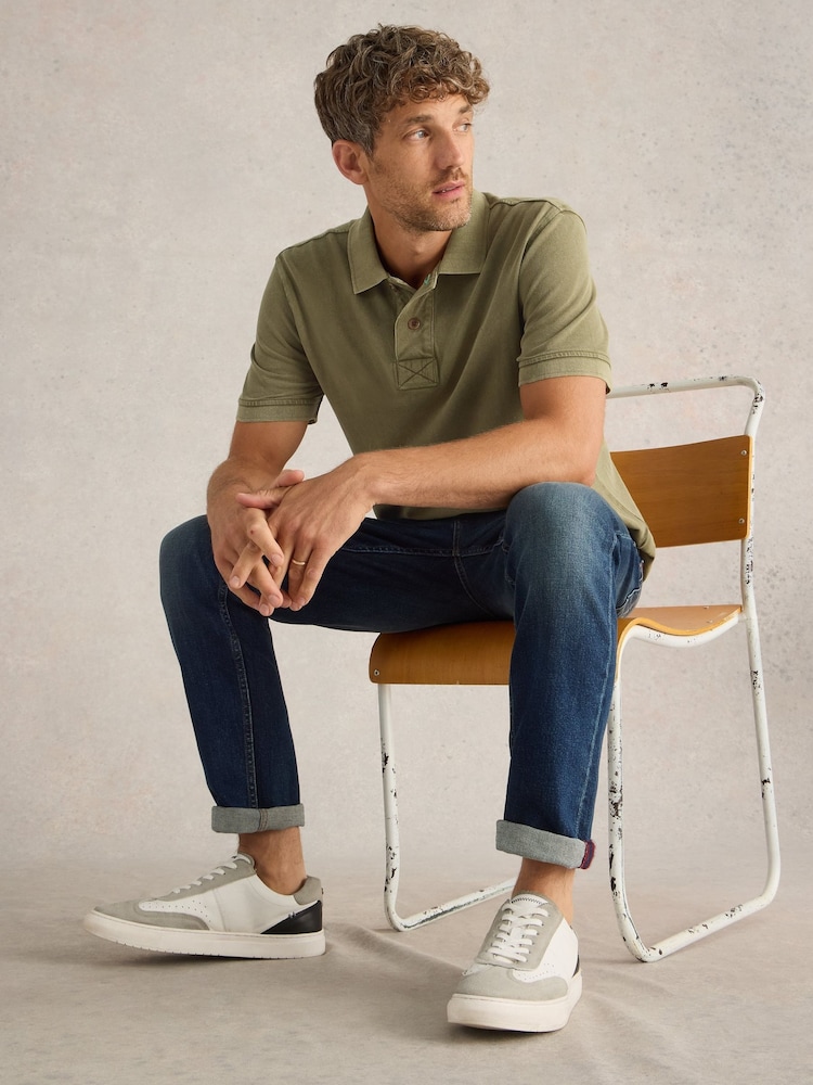 White Stuff Green Utility 100% Cotton Polo Shirt - Image 3 of 6