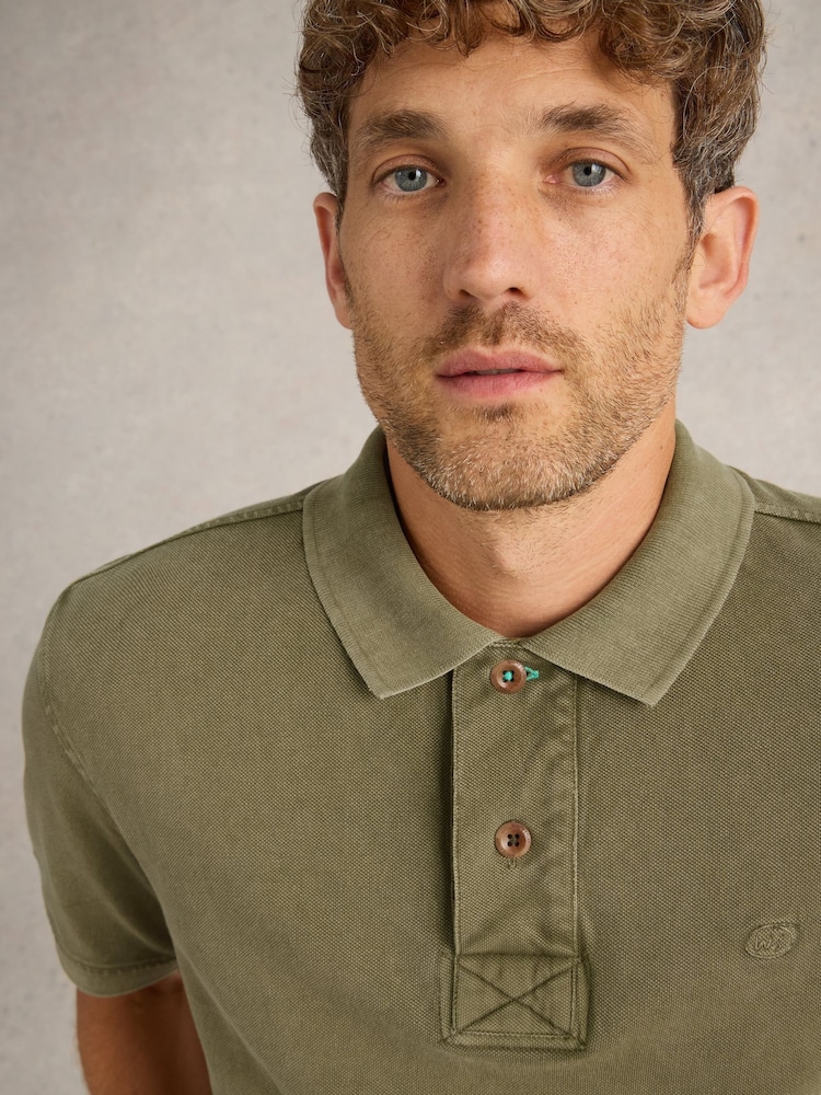 White Stuff Green Utility 100% Cotton Polo Shirt - Image 4 of 6