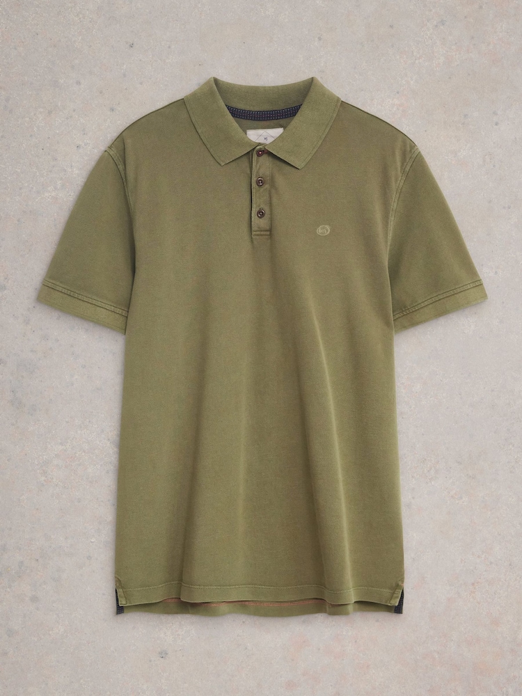 White Stuff Green Utility 100% Cotton Polo Shirt - Image 5 of 6