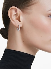 Swarovski Silver Tone Crystal Pearl Matrix Hoop Earrings - Image 1 of 6