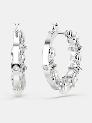 Swarovski Silver Tone Crystal Pearl Matrix Hoop Earrings - Image 5 of 6