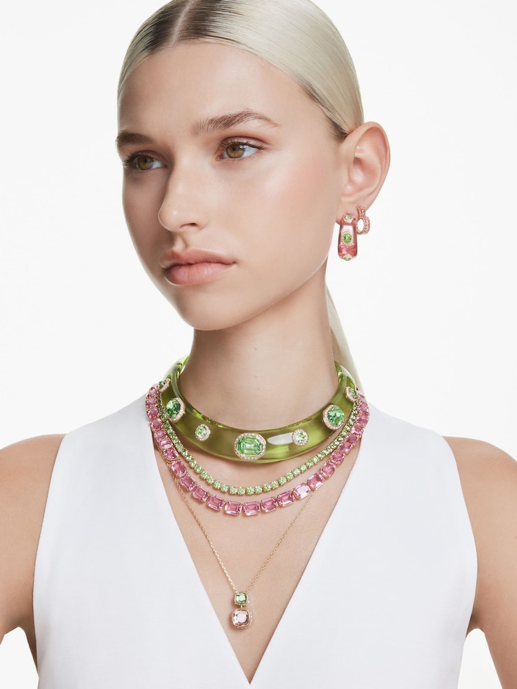 Swarovski Pink Matrix Hoop Earrings - Image 2 of 6