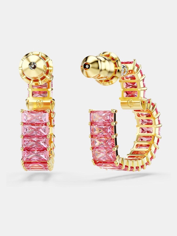 Swarovski Pink Matrix Hoop Earrings - Image 6 of 6 Swarovski Pink Matrix Hoop Earrings - Image 6 of 6