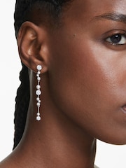 Swarovski Silver Tone Rhodium Plated Crystal Pearl Constella Drop Earrings - Image 1 of 6