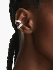 Swarovski Silver Tone x Ariana Grande Rhodium Plated Baguette Cut Ear Cuffs - Image 6 of 9