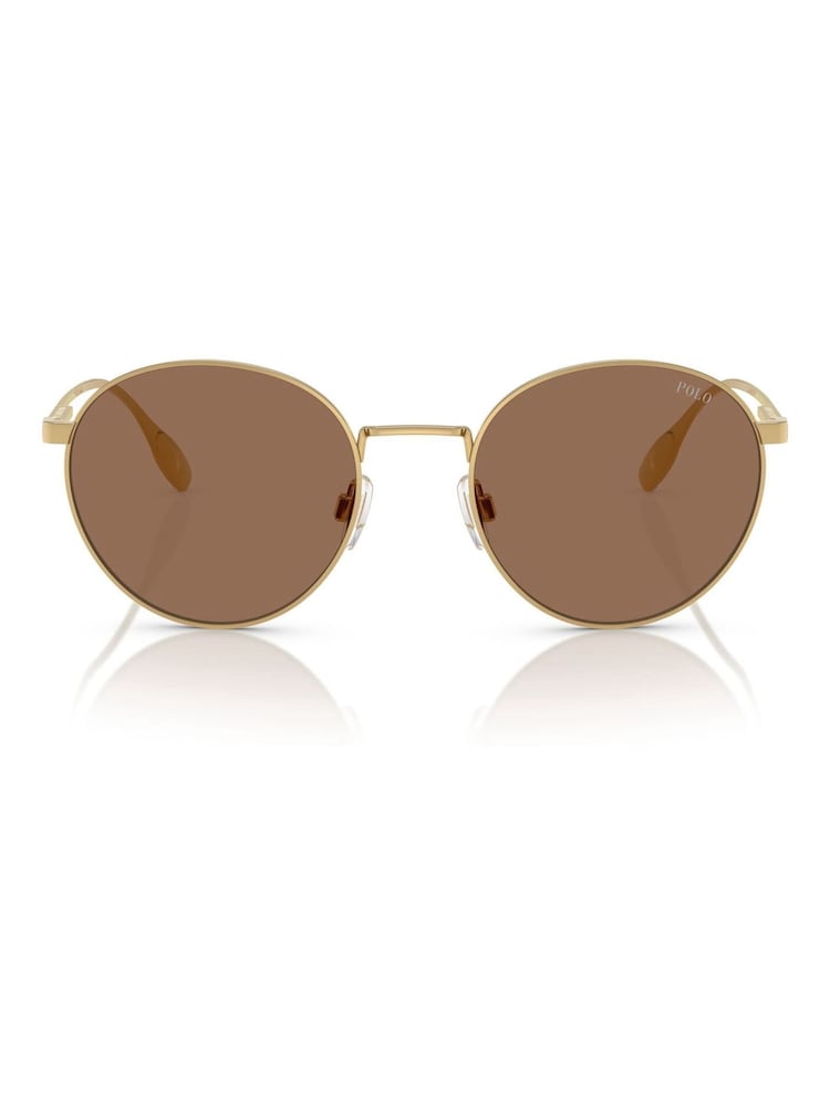 Polo Ralph Lauren Gold Ph3158 Round Sunglasses - Image 1 of 5