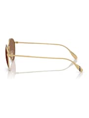 Polo Ralph Lauren Gold Ph3158 Round Sunglasses - Image 3 of 5
