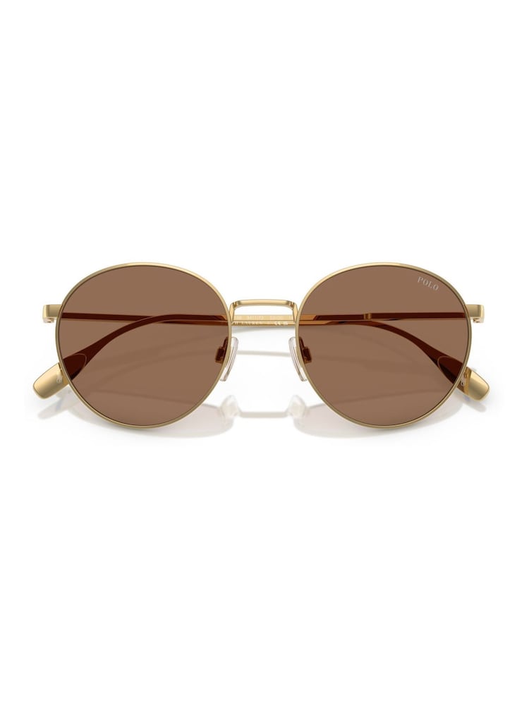 Polo Ralph Lauren Gold Ph3158 Round Sunglasses - Image 5 of 5