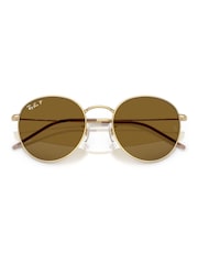 Ray Ban Gold Round Reverse Phantos Sunglasses - Image 1 of 6