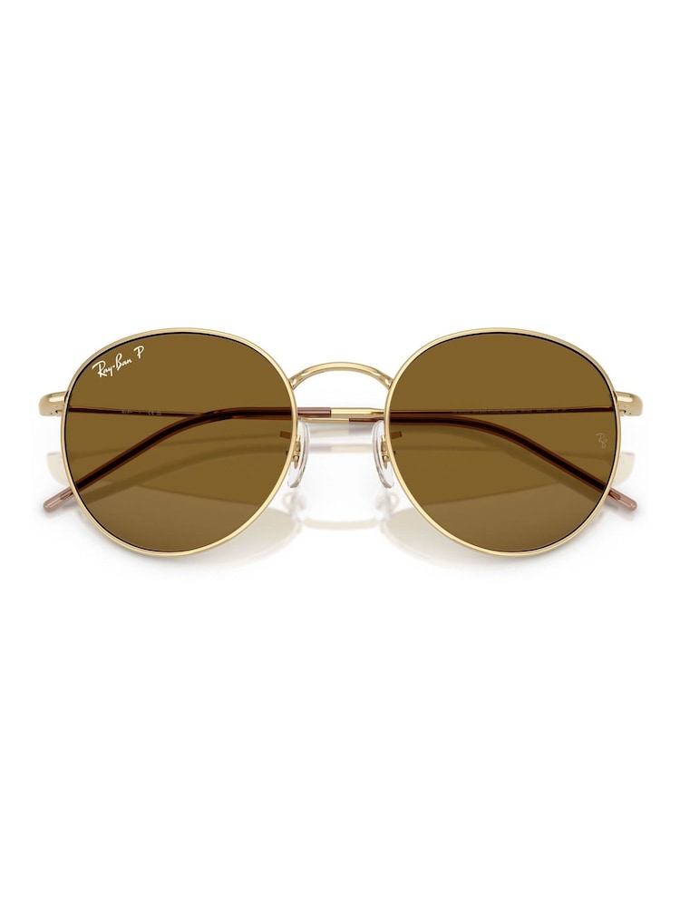 Ray Ban Gold Round Reverse Phantos Sunglasses - Image 1 of 6