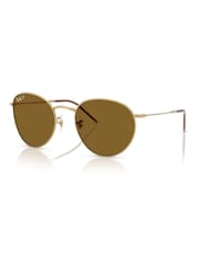 Ray Ban Gold Round Reverse Phantos Sunglasses - Image 3 of 6
