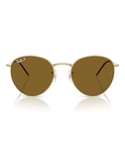 Ray Ban Gold Round Reverse Phantos Sunglasses - Image 5 of 6