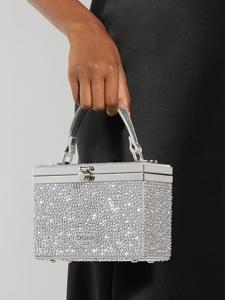 Dune London Silver Brazil Diamante Handle Clutch Bag - Image 1 of 4