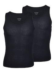 AllSaints Black Ribbed 100% Cotton Tanks 2 Pack - Image 1 of 5