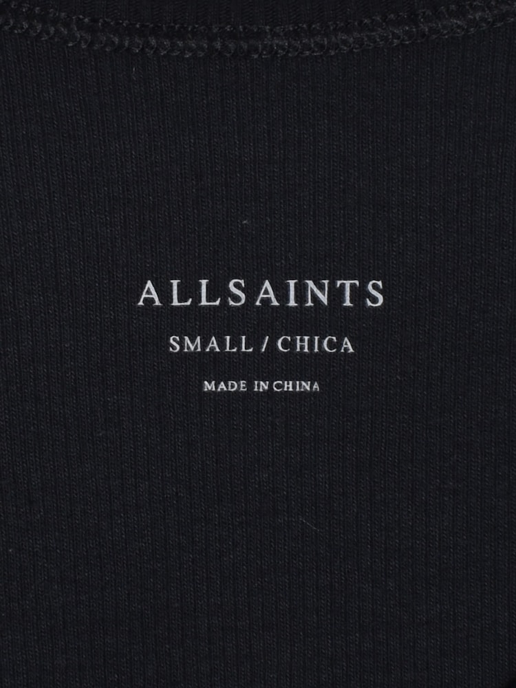 AllSaints Black Ribbed 100% Cotton Tanks 2 Pack - Image 4 of 5