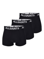 AllSaints Dark Black Cotton Boxers 3 Pack - Image 1 of 5
