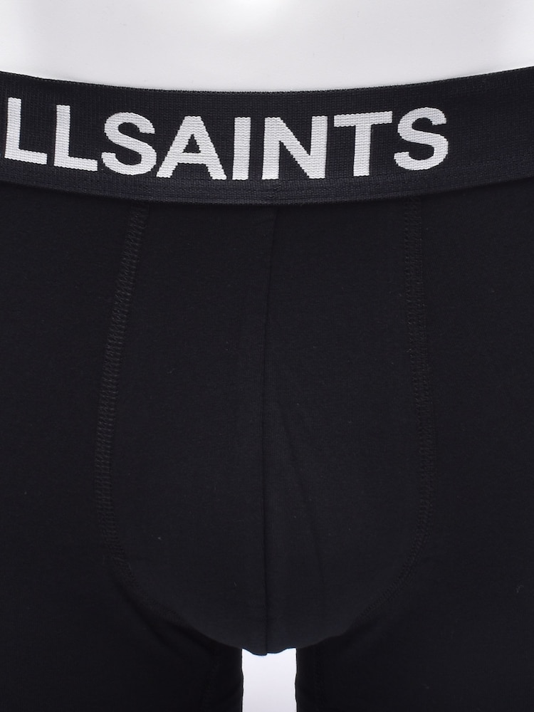 AllSaints Dark Black Cotton Boxers 3 Pack - Image 3 of 5