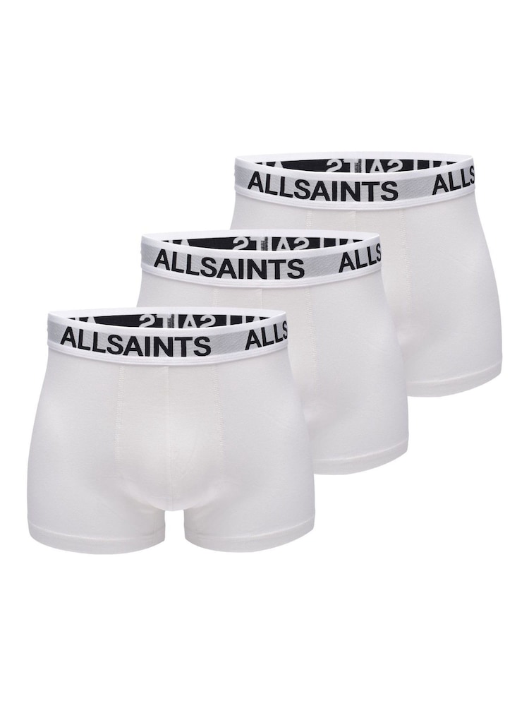 AllSaints White Cotton Boxers 3 Pack - Image 1 of 5