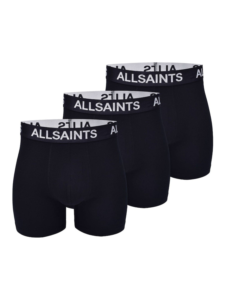 أسود - AllSaints Micro Modal Boxers 3 Pack - صورة 1 من 5