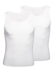 Blanco - AllSaints Ribbed 100% Cotton Tanks 2 Pack - Imagen 1 de 4