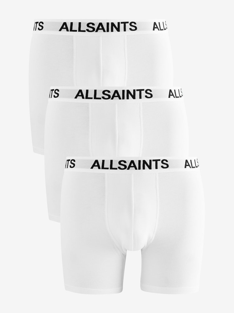 Белый - AllSaints Cotton Boxers (Contour Pouch) 3 Pack - Image 1 of 4