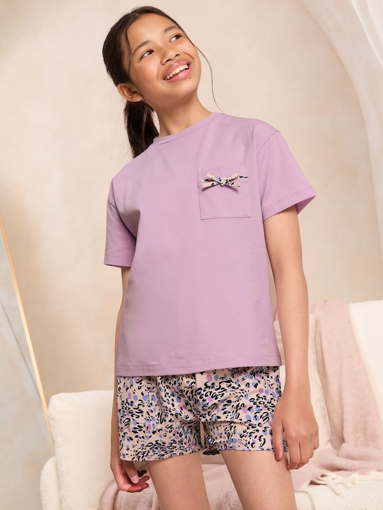 Violett/Leopard - Lipsy Printed Jersey Cotton Pyjamas (5-16yrs) - Bild 1 von 4