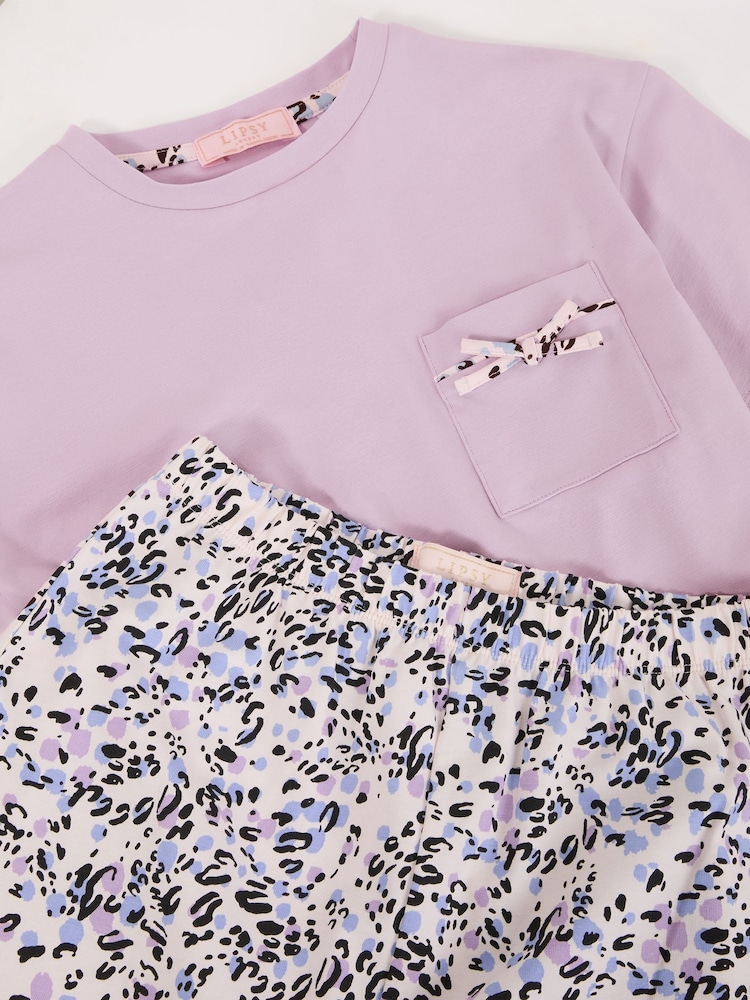 Morado leopardo - Lipsy Printed Jersey Cotton Pyjamas (5-16yrs) - Imagen 7 de 7