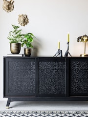 Rockett St George Black Mango Wood Leopard Print Large Sideboard - Image 1 of 8