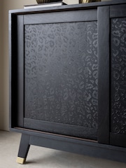 Rockett St George Black Mango Wood Leopard Print Large Sideboard - Image 3 of 8