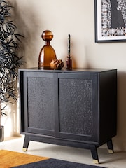 Rockett St George Black Mango Wood Leopard Print Small Sideboard - Image 1 of 8