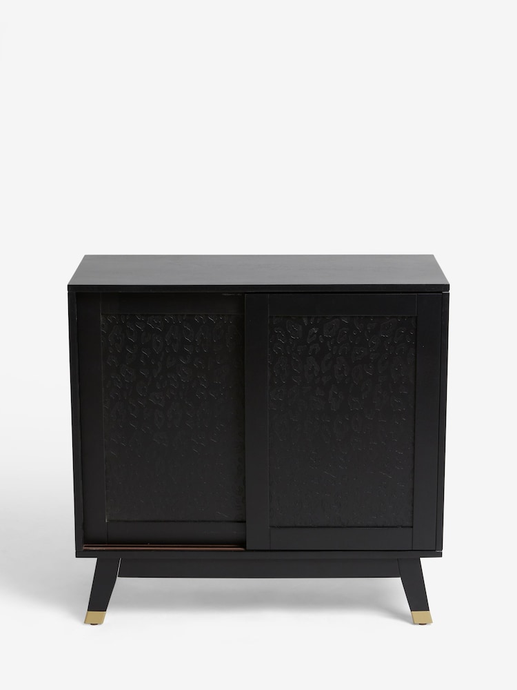Rockett St George Black Mango Wood Leopard Print Small Sideboard - Image 8 of 8