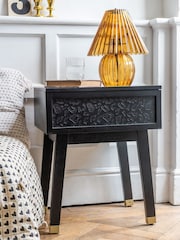 Rockett St George Black Leopard Print Bedside Table - Image 2 of 6