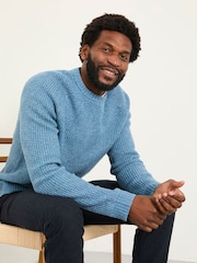 FatFace Calder Light Vintage Blue Crew Neck Knitted Jumper - Image 5 of 5