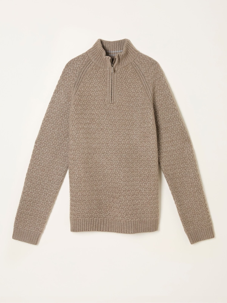 FatFace Calder Dark Natural Half Neck Knitted Jumper - Image 1 of 5 FatFace Calder Dark Natural Half Neck Knitted Jumper - Image 1 of 5