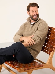 FatFace Calder Dark Natural Half Neck Knitted Jumper - Image 2 of 5