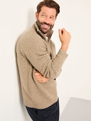 FatFace Calder Dark Natural Half Neck Knitted Jumper - Image 5 of 5