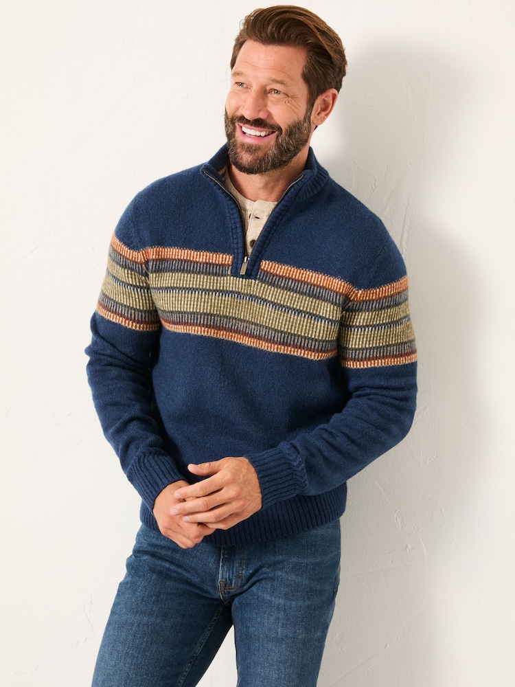 FatFace Runswick Navy Half Neck Knitted Jumper - Image 2 of 6 FatFace Runswick Navy Half Neck Knitted Jumper - Image 2 of 6