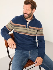 FatFace Runswick Navy Half Neck Knitted Jumper - Image 5 of 6