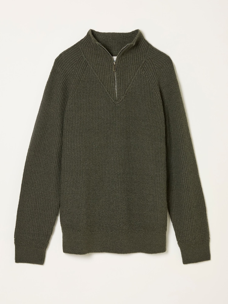 FatFace Harwick Khaki Green Half Neck Knitted Jumper - Image 5 of 5 FatFace Harwick Khaki Green Half Neck Knitted Jumper - Image 5 of 5