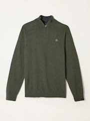 Verde escuro - FatFace Half Neck Knitted Jumper - Imagem 1 de 1