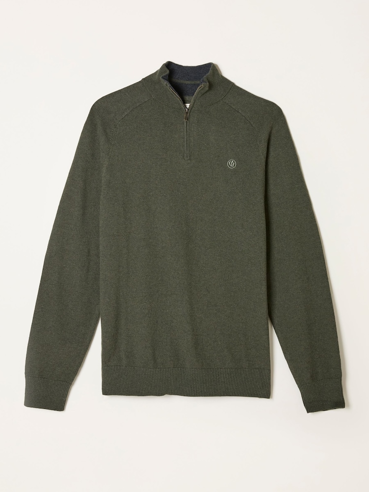 Verde escuro - FatFace Half Neck Knitted Jumper - Imagem 1 de 1