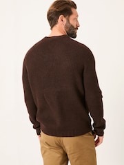 FatFace Calder Chocolate Brown Crew Neck Knitted Jumper - Image 4 of 6
