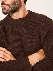 FatFace Calder Chocolate Brown Crew Neck Knitted Jumper - Image 5 of 6