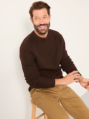 FatFace Calder Chocolate Brown Crew Neck Knitted Jumper - Image 6 of 6