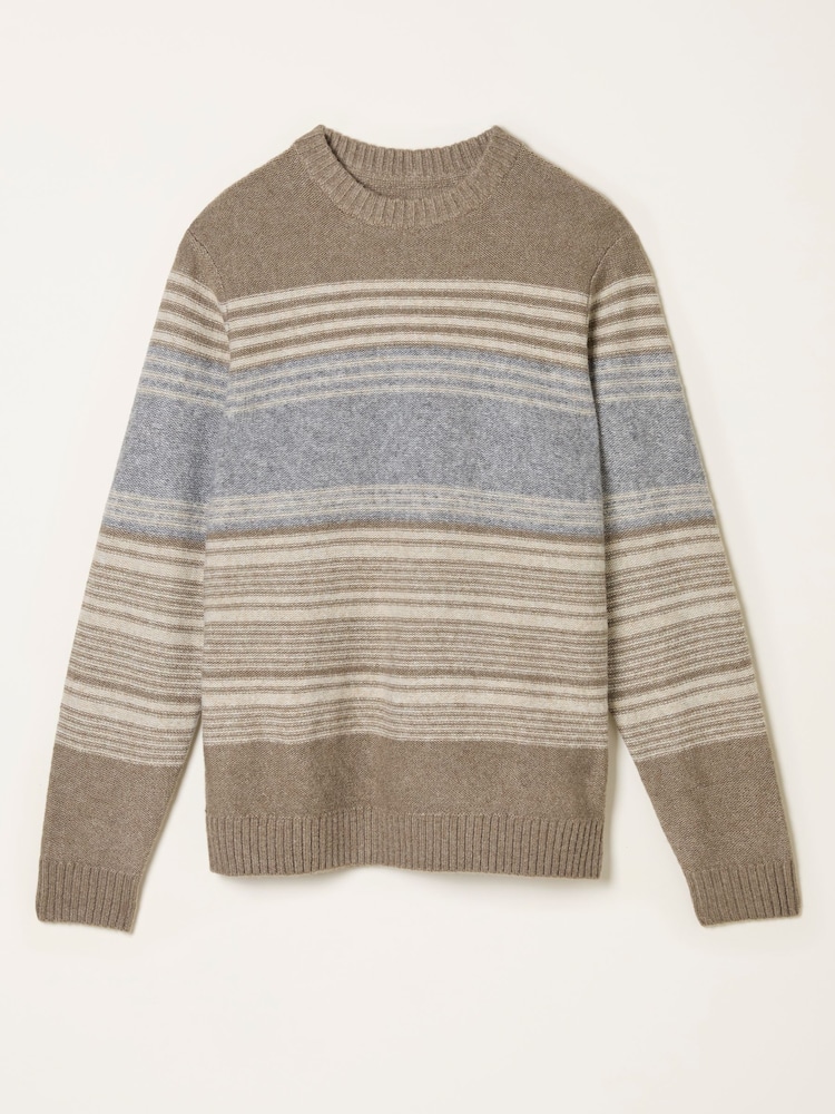 FatFace Calder Natural Stripe Crew Neck Knitted Jumper - Image 5 of 5 FatFace Calder Natural Stripe Crew Neck Knitted Jumper - Image 5 of 5