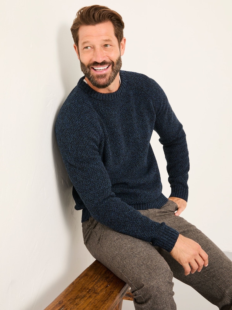 FatFace Hove Navy Crew Neck Knitted Jumper - Image 5 of 5